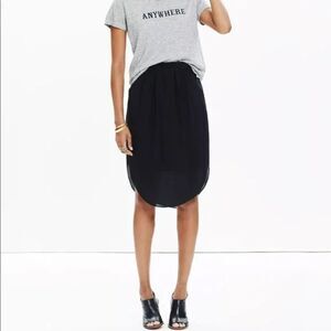 NWT Madewell Black 100% Silk Island Midi Skirt - Size XS